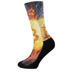 Fire And Water Bitcoin Print Crew Socks