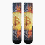 Fire And Water Bitcoin Print Crew Socks