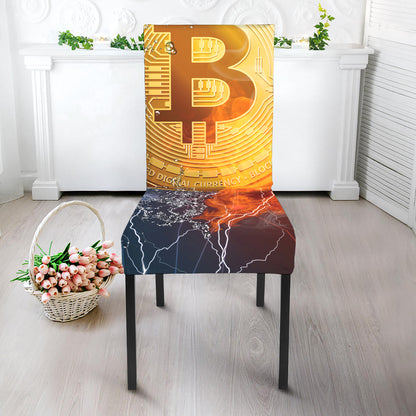 Fire And Water Bitcoin Print Dining Chair Slipcover
