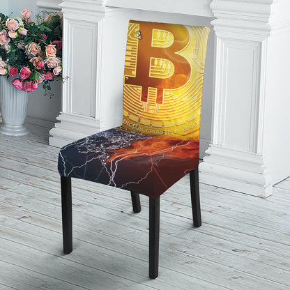 Fire And Water Bitcoin Print Dining Chair Slipcover