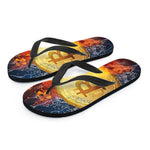 Fire And Water Bitcoin Print Flip Flops