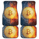 Fire And Water Bitcoin Print Front and Back Car Floor Mats