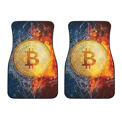 Fire And Water Bitcoin Print Front Car Floor Mats