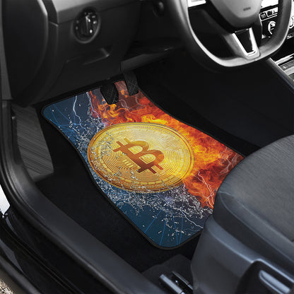 Fire And Water Bitcoin Print Front Car Floor Mats