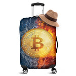 Fire And Water Bitcoin Print Luggage Cover