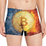 Fire And Water Bitcoin Print Men's Boxer Briefs