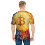 Fire And Water Bitcoin Print Men's T-Shirt