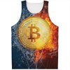 Fire And Water Bitcoin Print Men's Tank Top