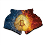 Fire And Water Bitcoin Print Muay Thai Boxing Shorts