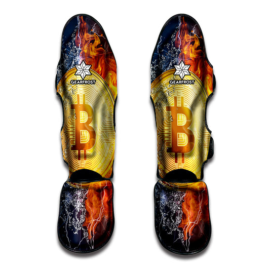 Fire And Water Bitcoin Print Muay Thai Shin Guard