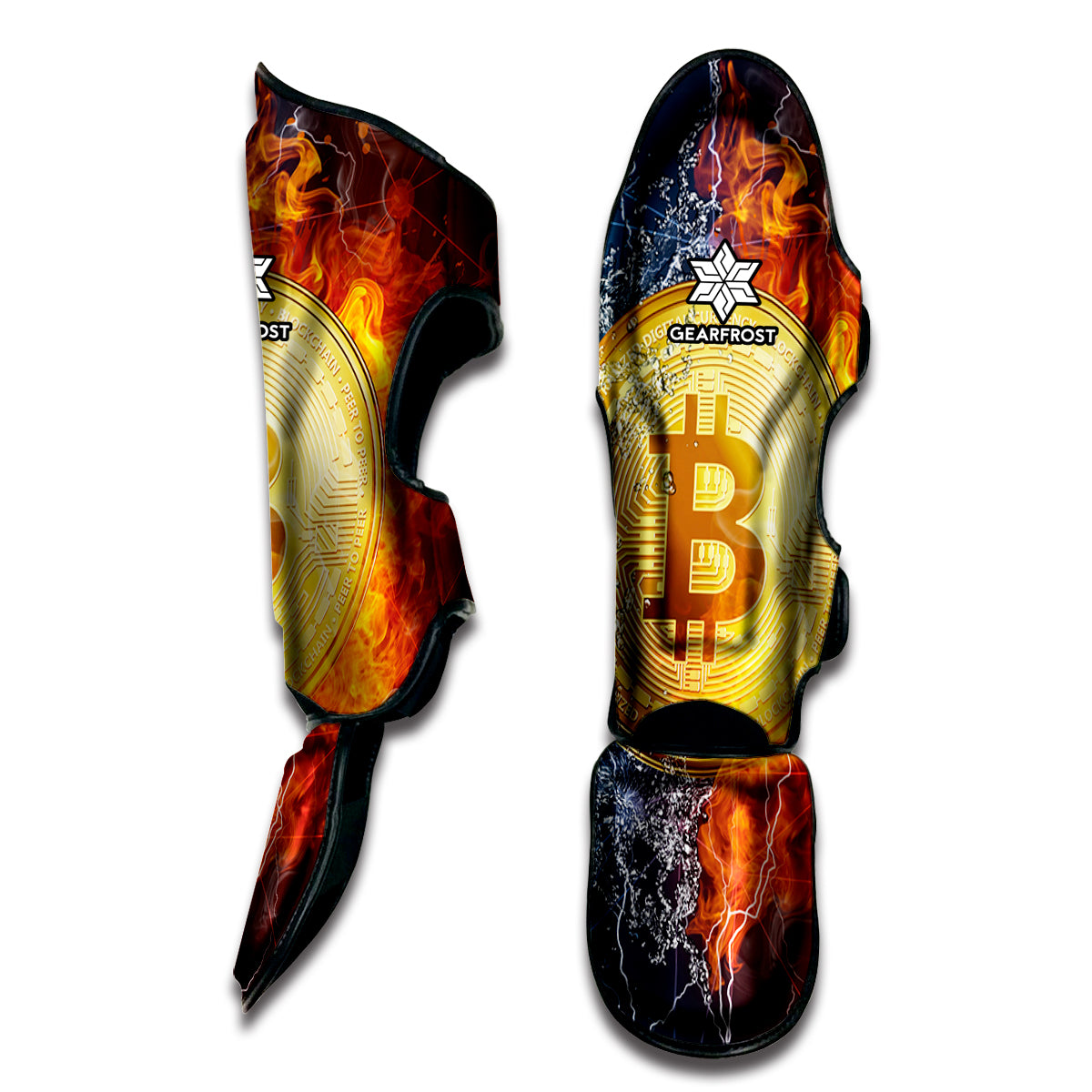 Fire And Water Bitcoin Print Muay Thai Shin Guard