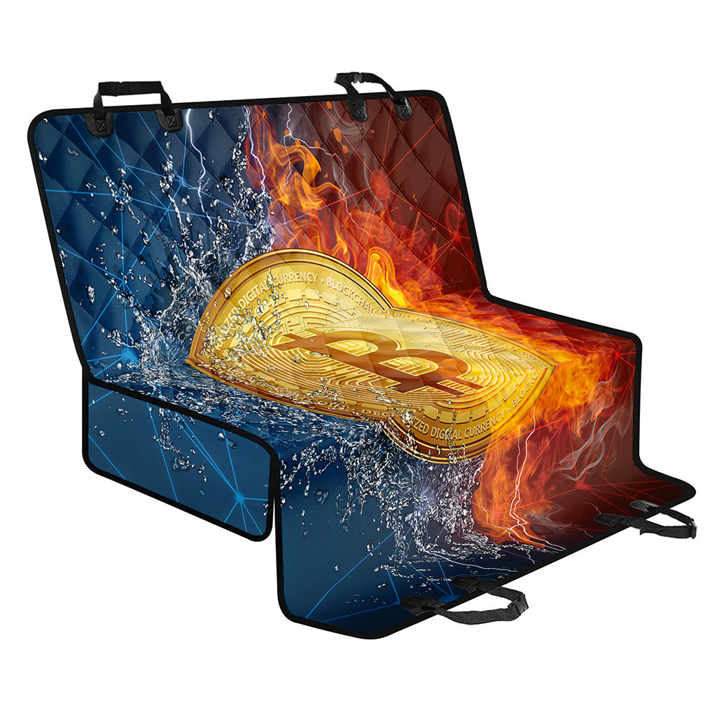 Fire And Water Bitcoin Print Pet Car Back Seat Cover