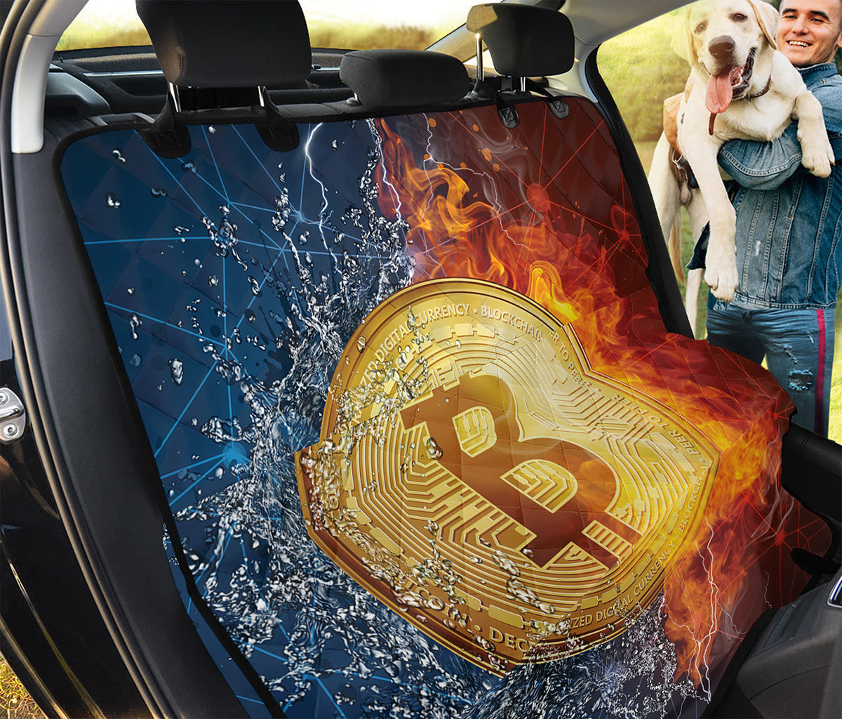 Fire And Water Bitcoin Print Pet Car Back Seat Cover
