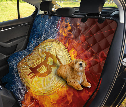 Fire And Water Bitcoin Print Pet Car Back Seat Cover