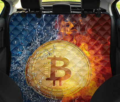 Fire And Water Bitcoin Print Pet Car Back Seat Cover