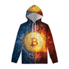 Fire And Water Bitcoin Print Pullover Hoodie