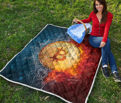Fire And Water Bitcoin Print Quilt