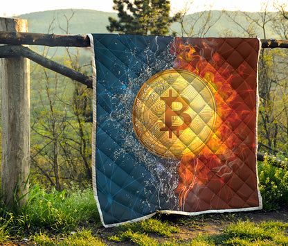 Fire And Water Bitcoin Print Quilt