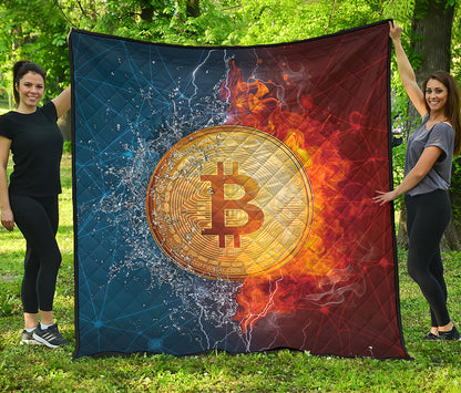 Fire And Water Bitcoin Print Quilt