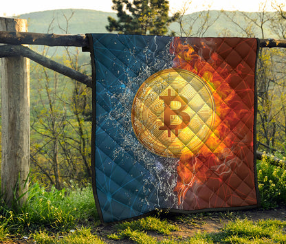 Fire And Water Bitcoin Print Quilt