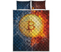 Fire And Water Bitcoin Print Quilt Bed Set