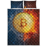 Fire And Water Bitcoin Print Quilt Bed Set
