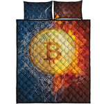 Fire And Water Bitcoin Print Quilt Bed Set