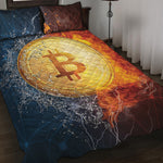 Fire And Water Bitcoin Print Quilt Bed Set