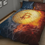 Fire And Water Bitcoin Print Quilt Bed Set