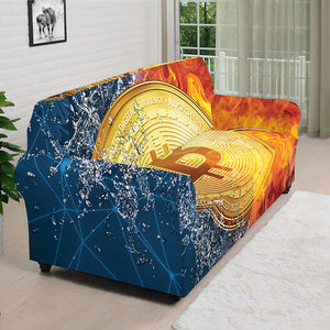 Fire And Water Bitcoin Print Sofa Cover