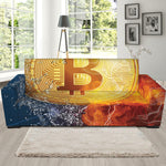 Fire And Water Bitcoin Print Sofa Slipcover