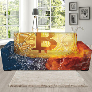 Fire And Water Bitcoin Print Sofa Slipcover