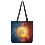 Fire And Water Bitcoin Print Tote Bag