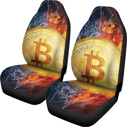 Fire And Water Bitcoin Print Universal Fit Car Seat Covers