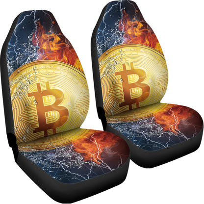 Fire And Water Bitcoin Print Universal Fit Car Seat Covers