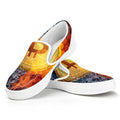 Fire And Water Bitcoin Print White Slip On Sneakers