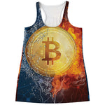 Fire And Water Bitcoin Print Women's Racerback Tank Top