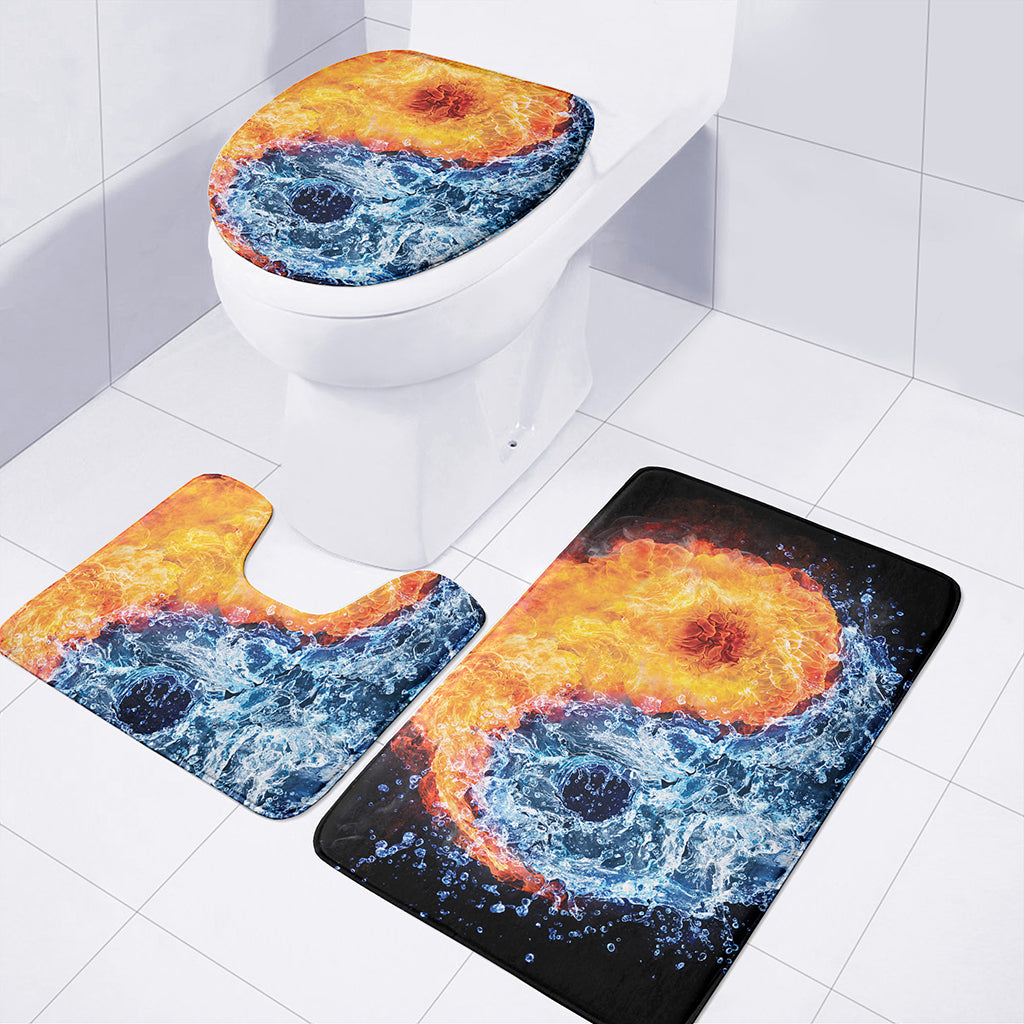 Fire And Water Yin Yang Print 3 Piece Bath Mat Set