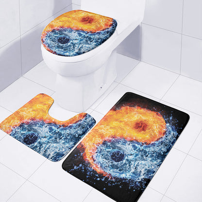 Fire And Water Yin Yang Print 3 Piece Bath Mat Set
