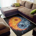 Fire And Water Yin Yang Print Floor Mat
