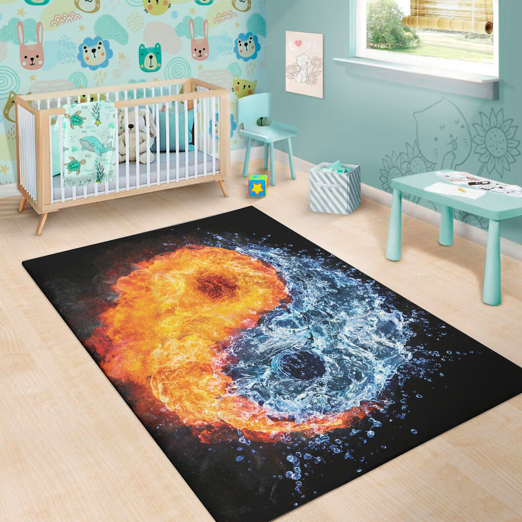 Fire And Water Yin Yang Print Area Rug