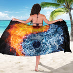 Fire And Water Yin Yang Print Beach Sarong Wrap