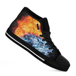 Fire And Water Yin Yang Print Black High Top Shoes