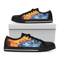 Fire And Water Yin Yang Print Black Low Top Sneakers