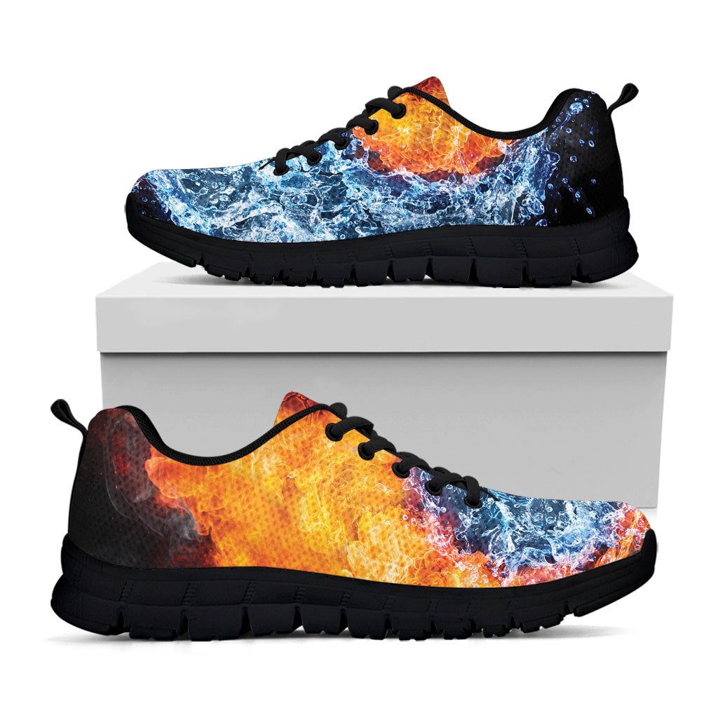 Fire And Water Yin Yang Print Black Sneakers