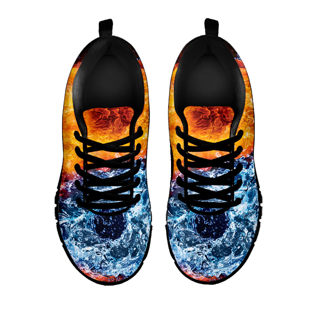 Fire And Water Yin Yang Print Black Sneakers