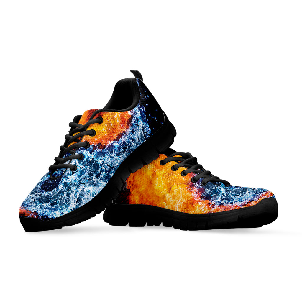 Fire And Water Yin Yang Print Black Sneakers