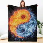 Fire And Water Yin Yang Print Blanket