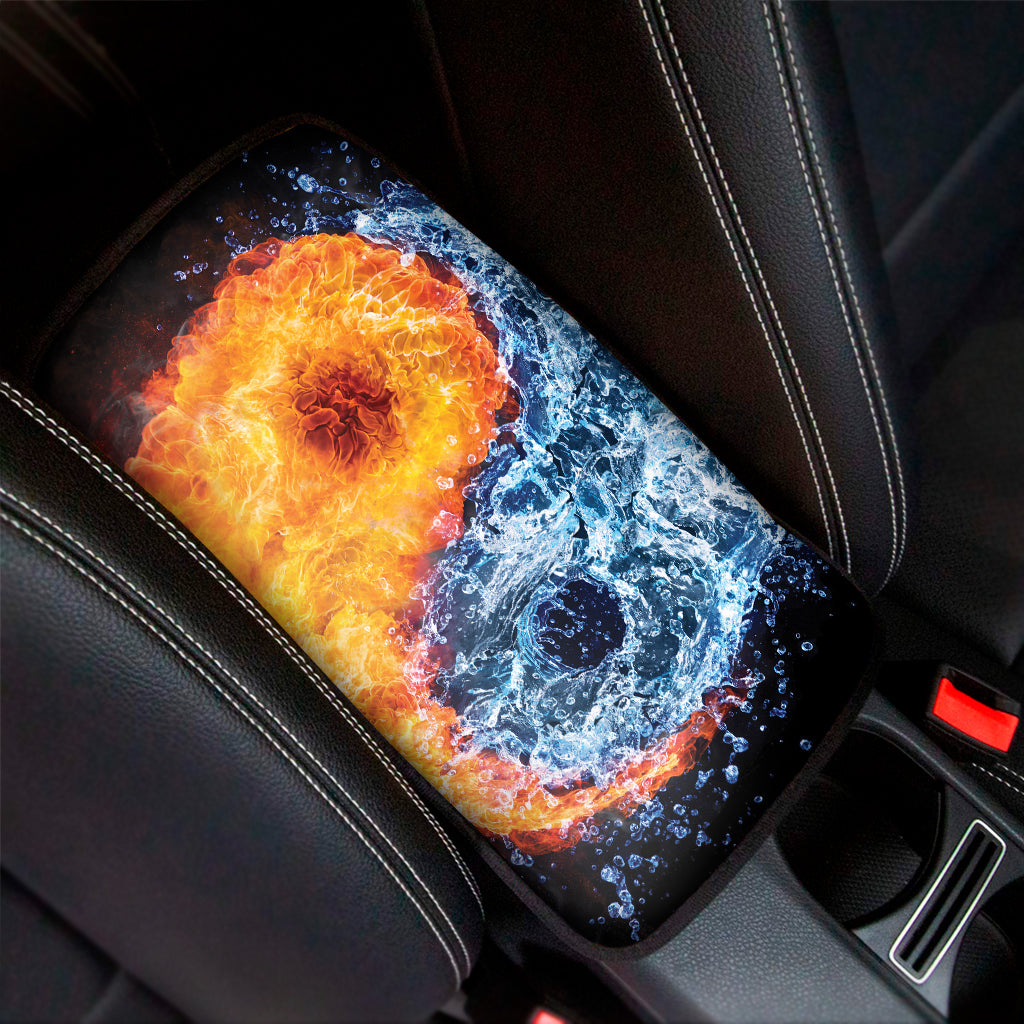 Fire And Water Yin Yang Print Car Center Console Cover