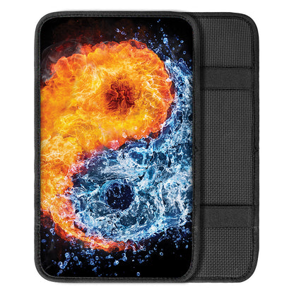 Fire And Water Yin Yang Print Car Center Console Cover